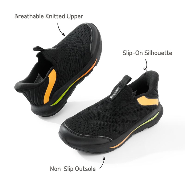 Kids Breathable Athletic Walking Sneakers - BLACK - 5